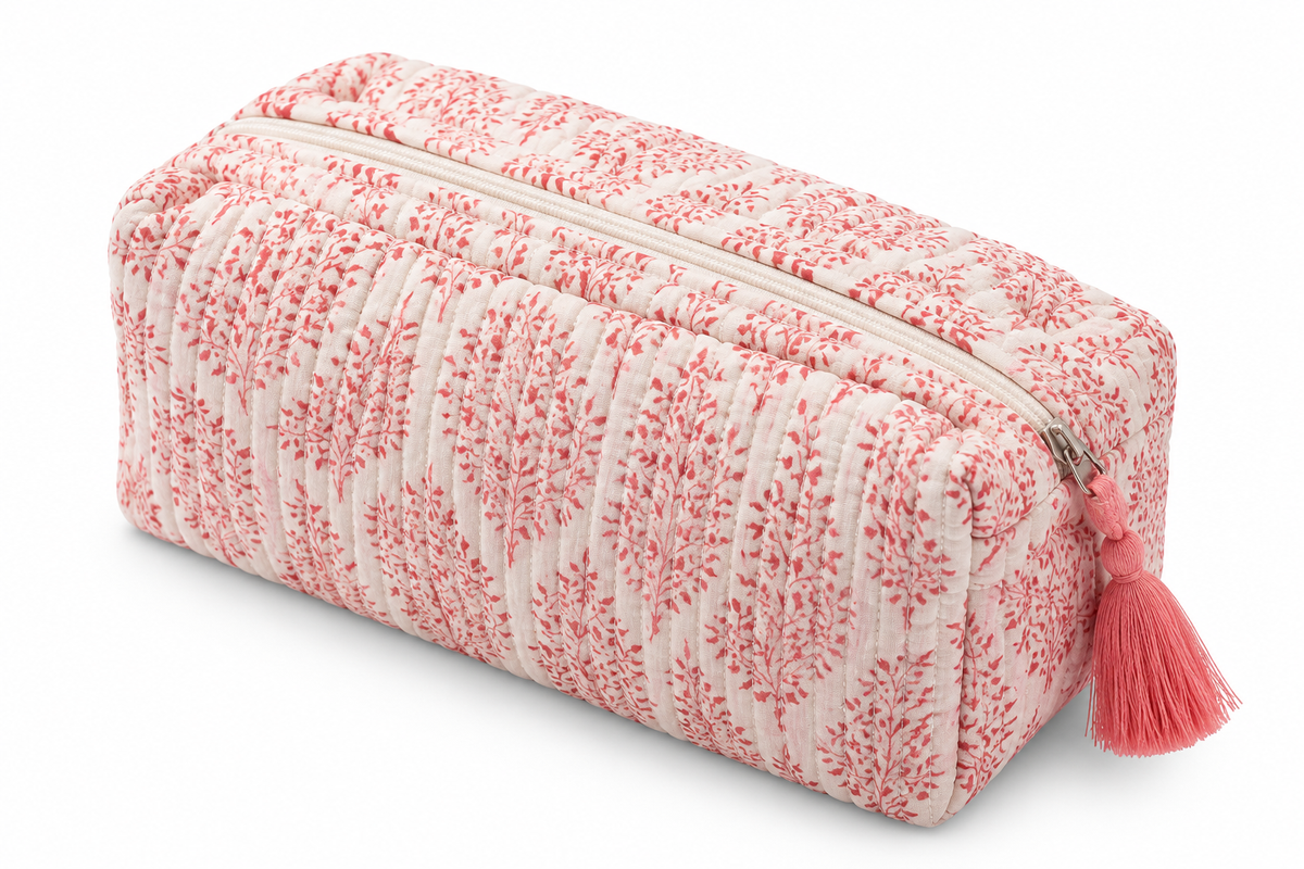 Blush Bloom Quilted Travel Pouch