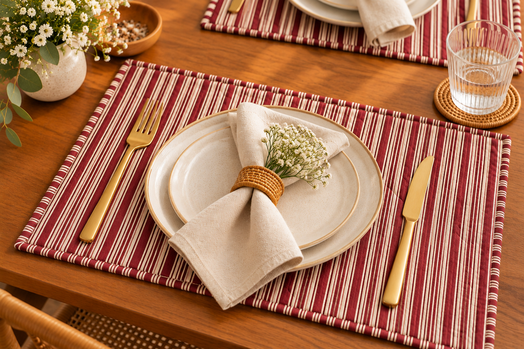 Gulabi Jaal – Reversible Quilted Placemats (Set of 4)