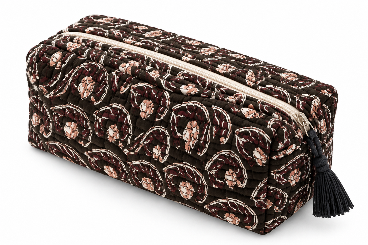 Midnight Paisley Quilted Travel Pouch