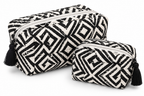 Monochrome Quilted Organiser Pouch Set – Set of 2