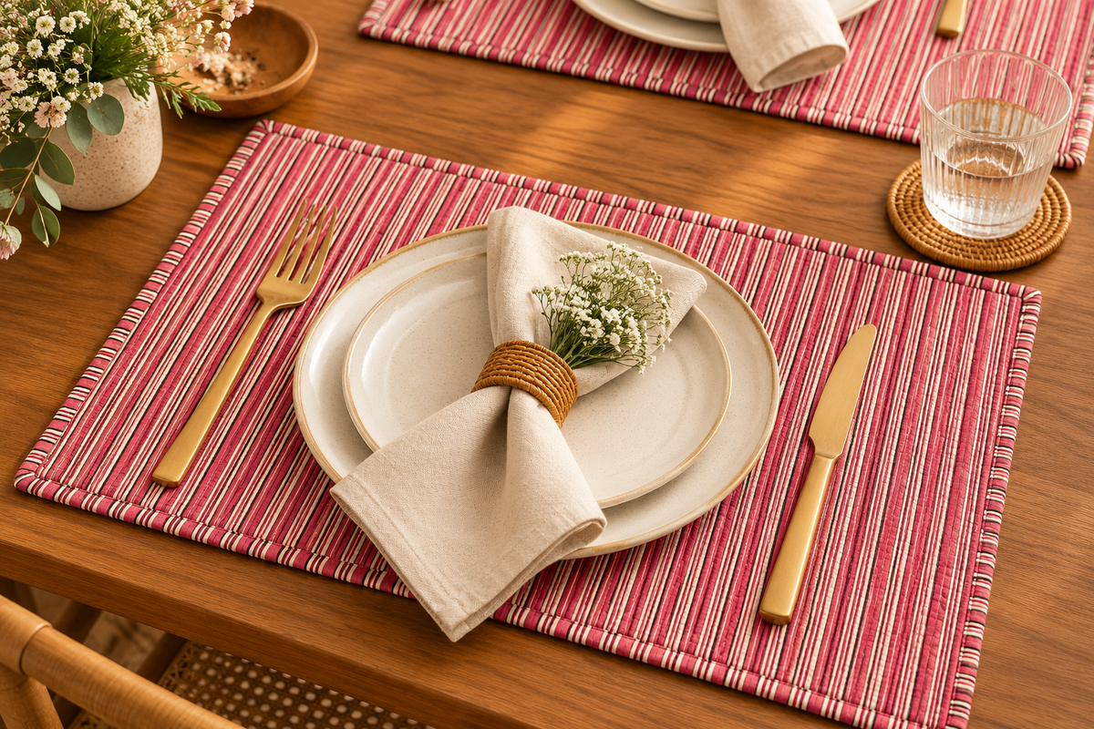 Phoolwari – Reversible Quilted Placemats (Set of 4)