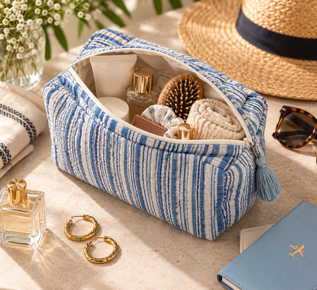 The Blue Riviera Quilted Pouch