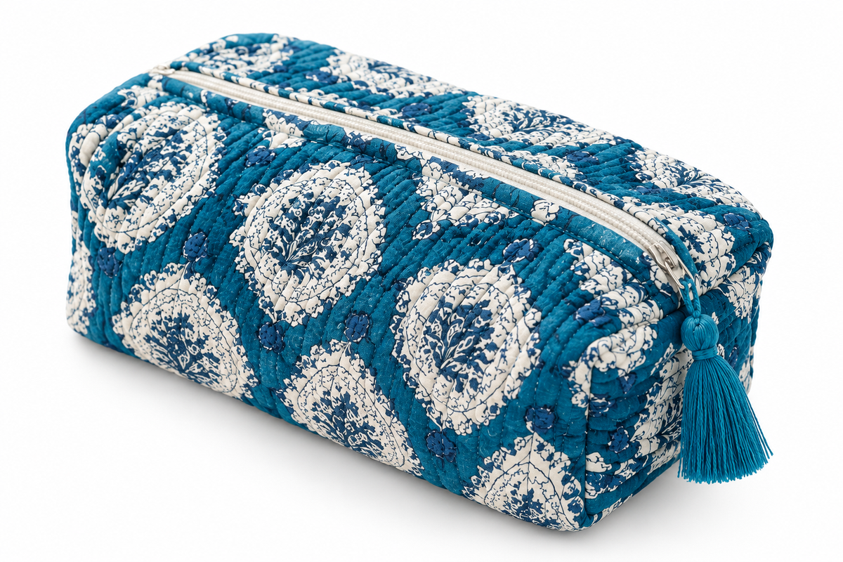 The Indigo Bloom | Quilted Travel Organiser